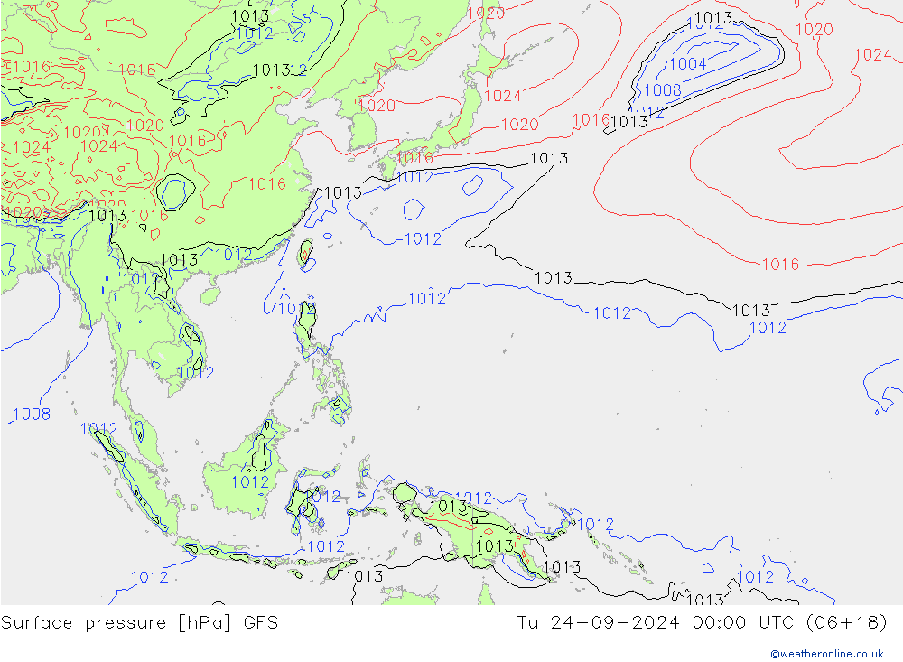 приземное давление GFS вт 24.09.2024 00 UTC