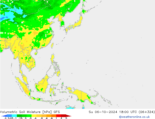 Volumetric Soil Moisture GFS Su 06.10.2024 18 UTC