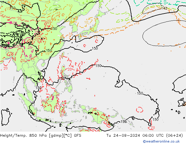 Height/Temp. 850 hPa GFS mar 24.09.2024 06 UTC