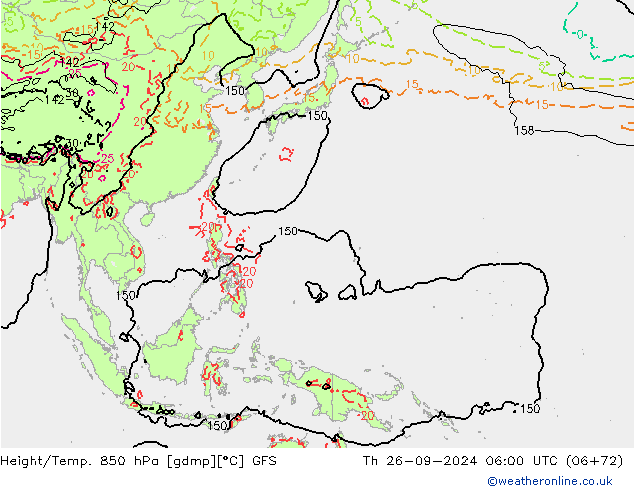 Z500/Rain (+SLP)/Z850 GFS  26.09.2024 06 UTC