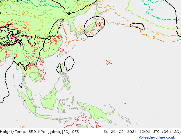 Z500/Rain (+SLP)/Z850 GFS Su 29.09.2024 12 UTC