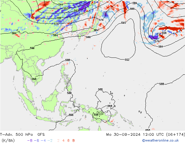 T-Adv. 500 hPa GFS Mo 30.09.2024 12 UTC