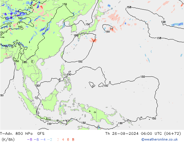 T-Adv. 850 hPa GFS czw. 26.09.2024 06 UTC