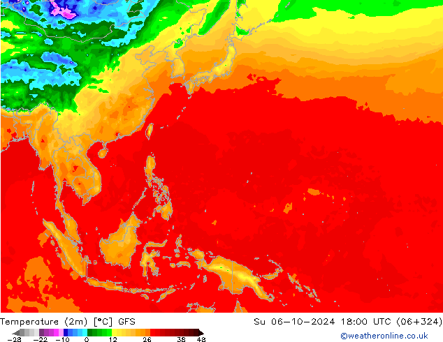 Temperatura (2m) GFS dom 06.10.2024 18 UTC