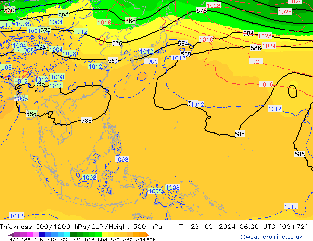 Thck 500-1000hPa GFS jeu 26.09.2024 06 UTC