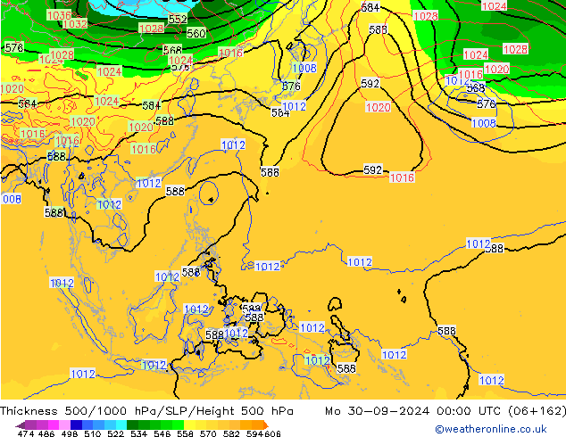 Thck 500-1000hPa GFS Mo 30.09.2024 00 UTC