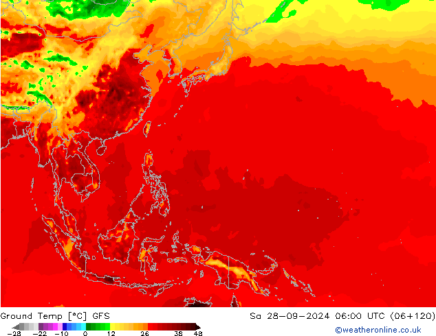 Ground Temp GFS Sa 28.09.2024 06 UTC