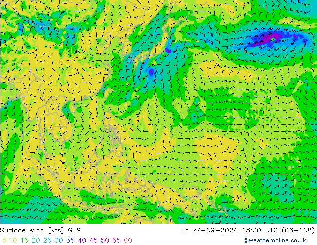 Vent 10 m GFS ven 27.09.2024 18 UTC