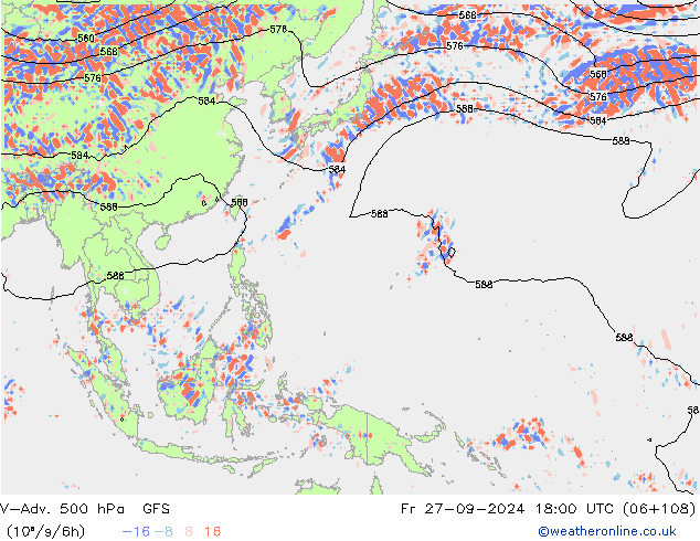 V-Adv. 500 hPa GFS ven 27.09.2024 18 UTC