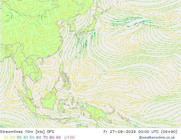 ветер 10m GFS пт 27.09.2024 00 UTC