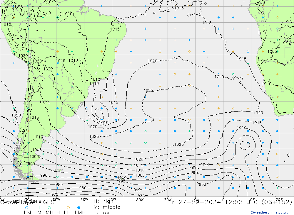 Cloud layer GFS Cu 27.09.2024 12 UTC