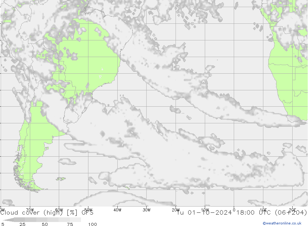 облака (средний) GFS вт 01.10.2024 18 UTC