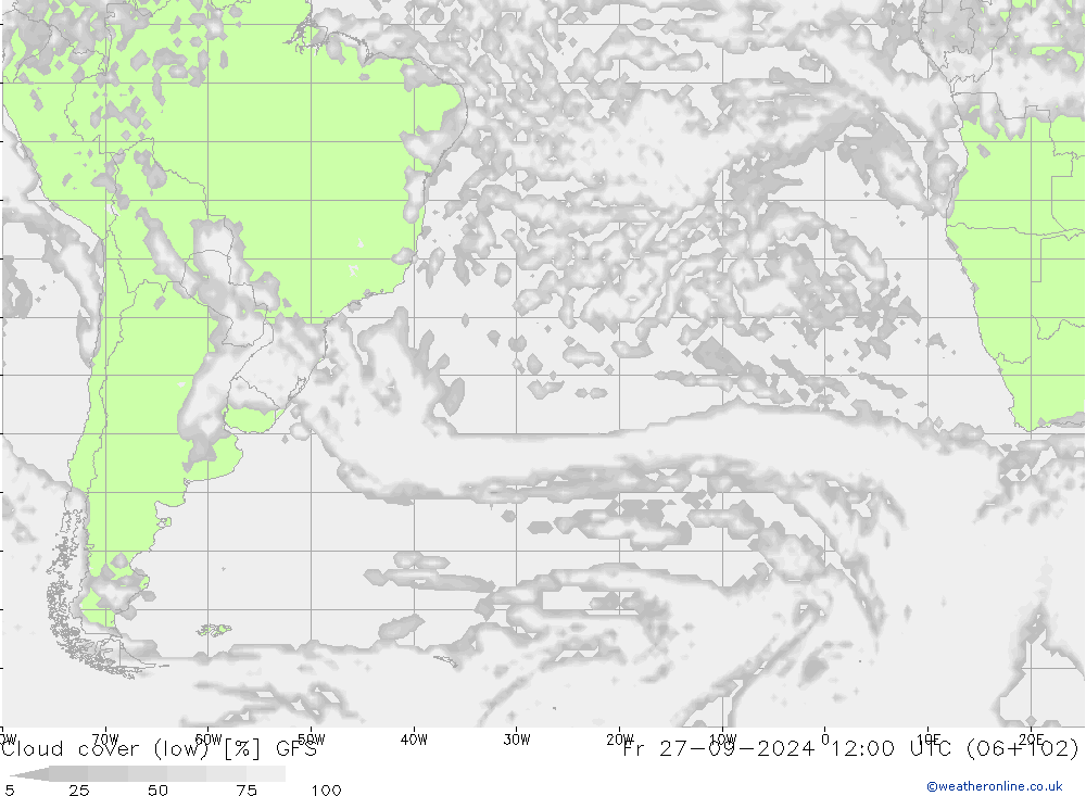 Nubi basse GFS ven 27.09.2024 12 UTC