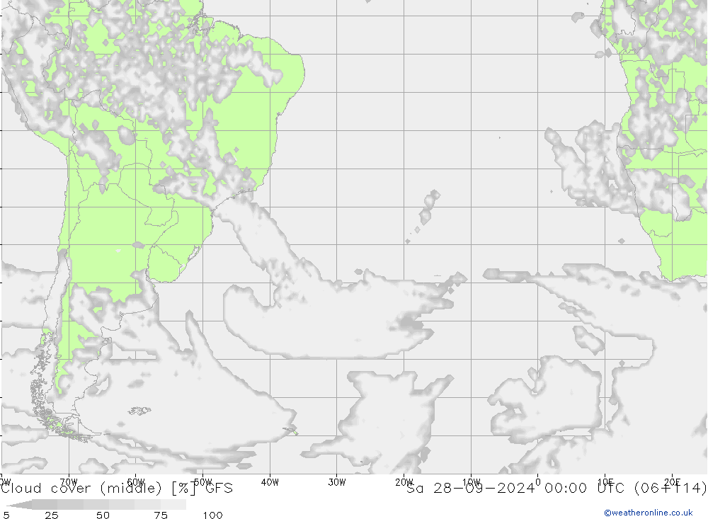 Bewolking (Middelb.) GFS za 28.09.2024 00 UTC