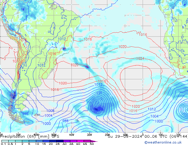 Z500/Rain (+SLP)/Z850 GFS nie. 29.09.2024 06 UTC