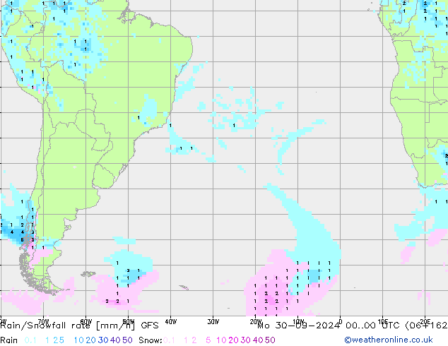 Rain/Snowfall rate GFS Mo 30.09.2024 00 UTC