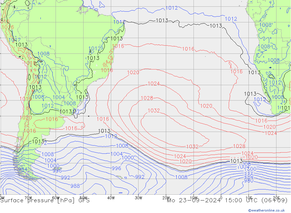 ciśnienie GFS pon. 23.09.2024 15 UTC