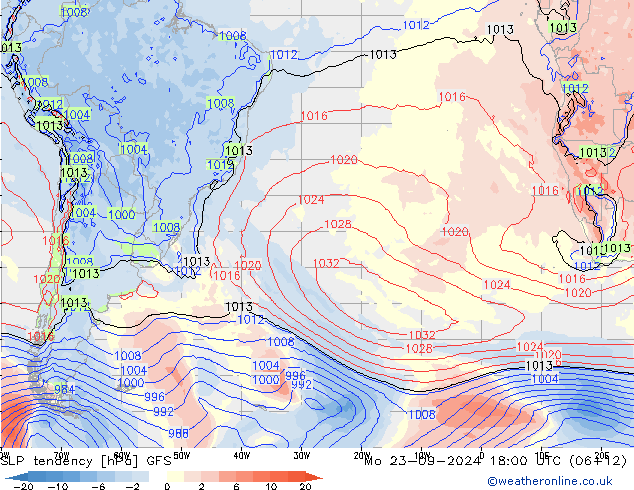 SLP tendency GFS Seg 23.09.2024 18 UTC