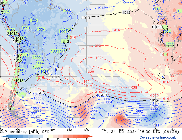 тенденция давления GFS вт 24.09.2024 18 UTC