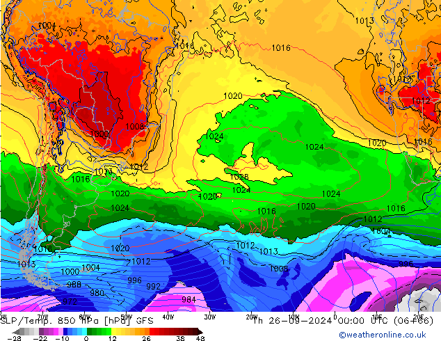 SLP/Temp. 850 hPa GFS Do 26.09.2024 00 UTC