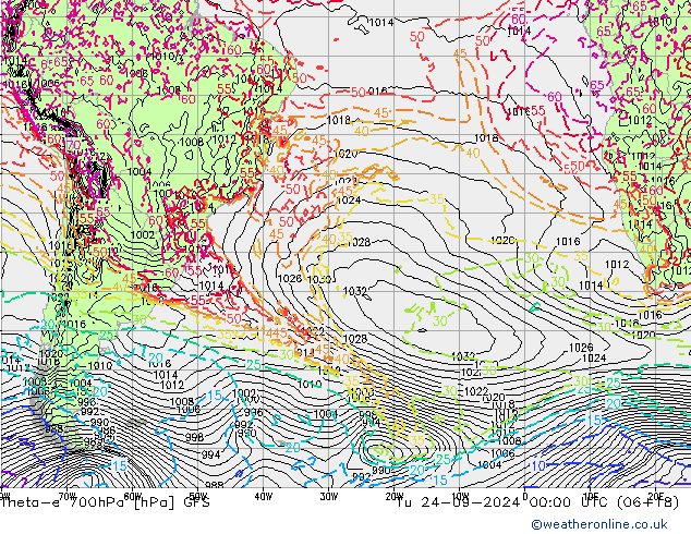 Theta-e 700hPa GFS Ter 24.09.2024 00 UTC