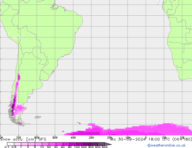 Snow accu. GFS Mo 30.09.2024 18 UTC