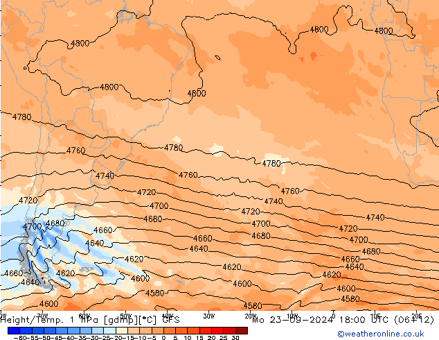 Height/Temp. 1 гПа GFS пн 23.09.2024 18 UTC