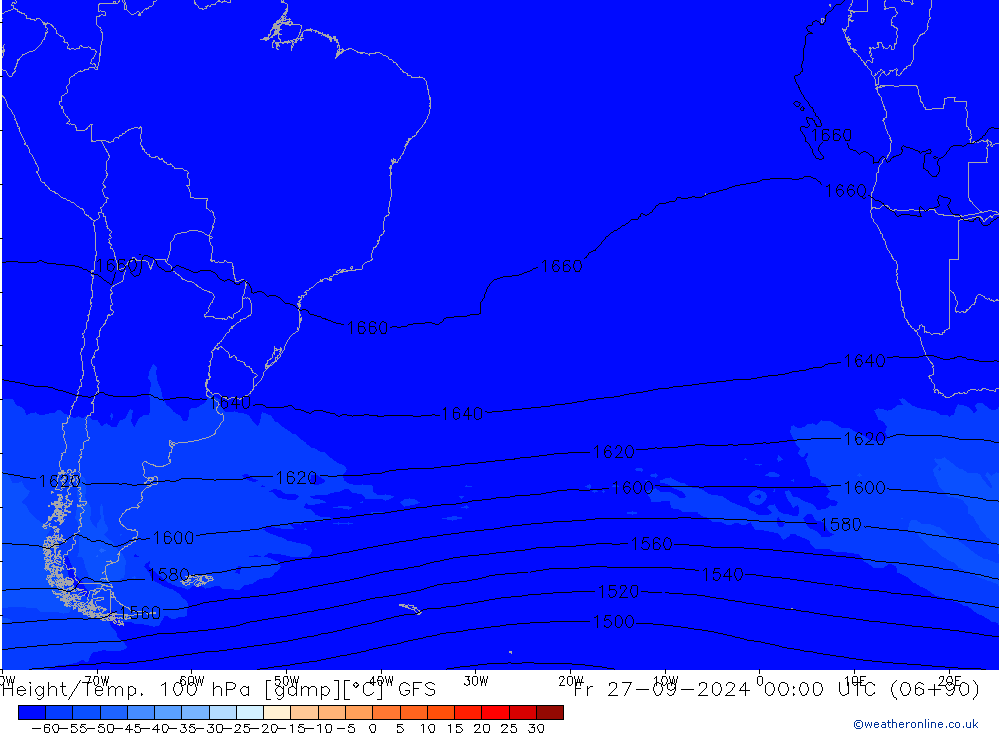 Height/Temp. 100 hPa GFS Sex 27.09.2024 00 UTC