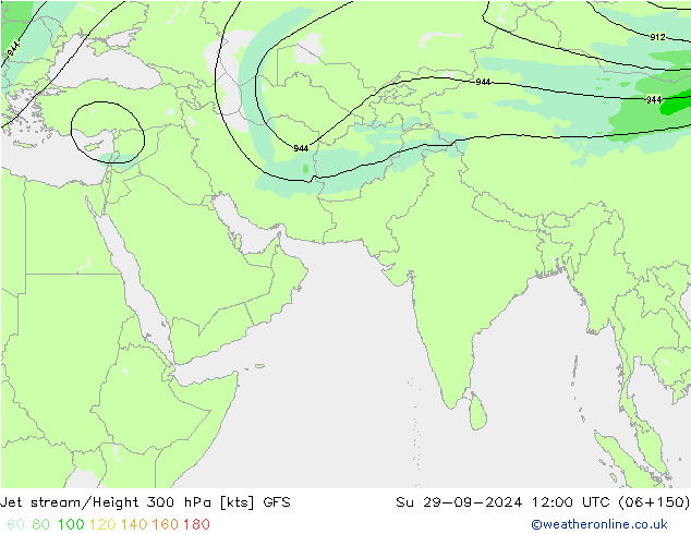 Corriente en chorro GFS dom 29.09.2024 12 UTC