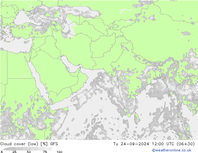 Nubes bajas GFS mar 24.09.2024 12 UTC