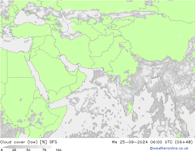 nuvens (baixo) GFS Qua 25.09.2024 06 UTC