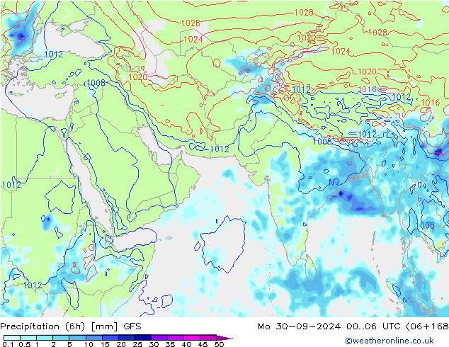 Z500/Rain (+SLP)/Z850 GFS Mo 30.09.2024 06 UTC