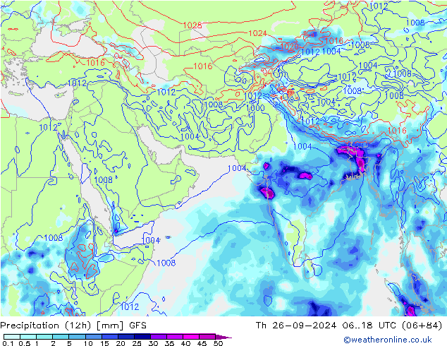 opad (12h) GFS czw. 26.09.2024 18 UTC