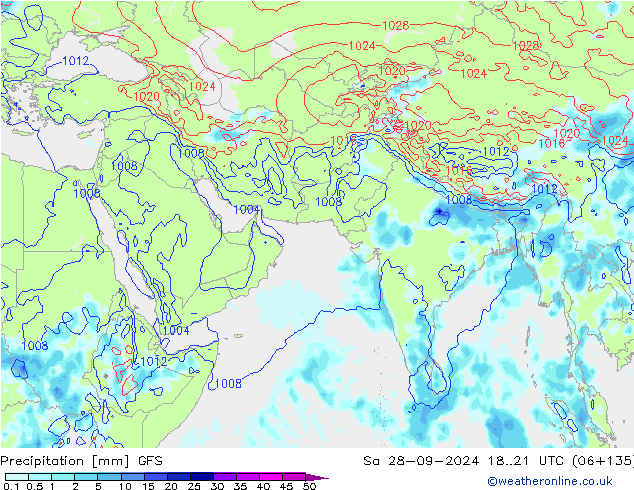 Precipitation GFS Sa 28.09.2024 21 UTC