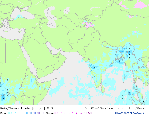 Rain/Snowfall rate GFS  05.10.2024 06 UTC