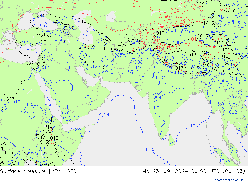 Surface pressure GFS Mo 23.09.2024 09 UTC