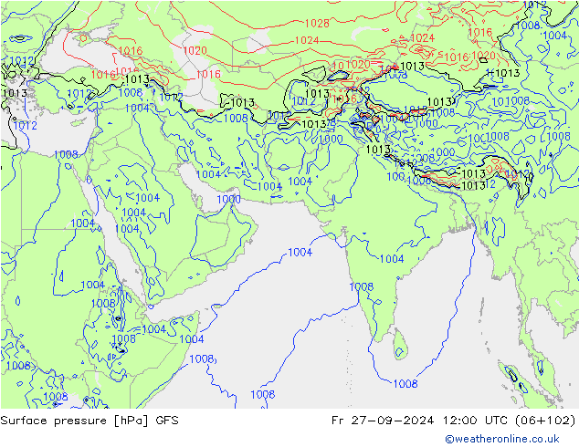 ciśnienie GFS pt. 27.09.2024 12 UTC