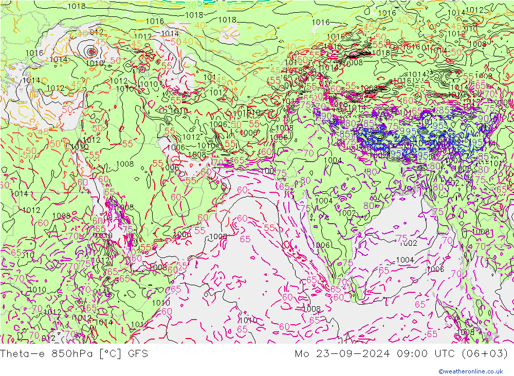 Theta-e 850hPa GFS September 2024