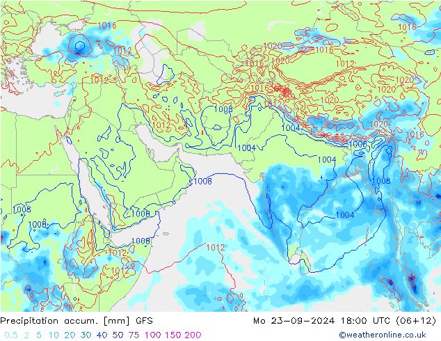 Precipitation accum. GFS Po 23.09.2024 18 UTC