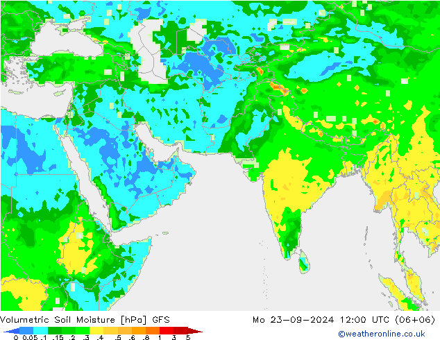 Volumetric Soil Moisture GFS pon. 23.09.2024 12 UTC