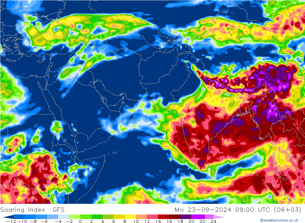 Soaring Index GFS pon. 23.09.2024 09 UTC