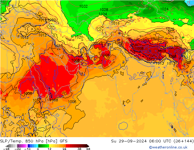 SLP/Temp. 850 hPa GFS Su 29.09.2024 06 UTC