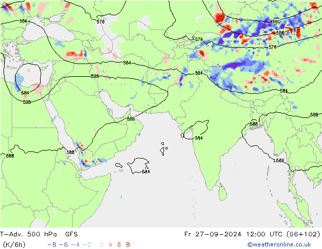 T-Adv. 500 hPa GFS Fr 27.09.2024 12 UTC