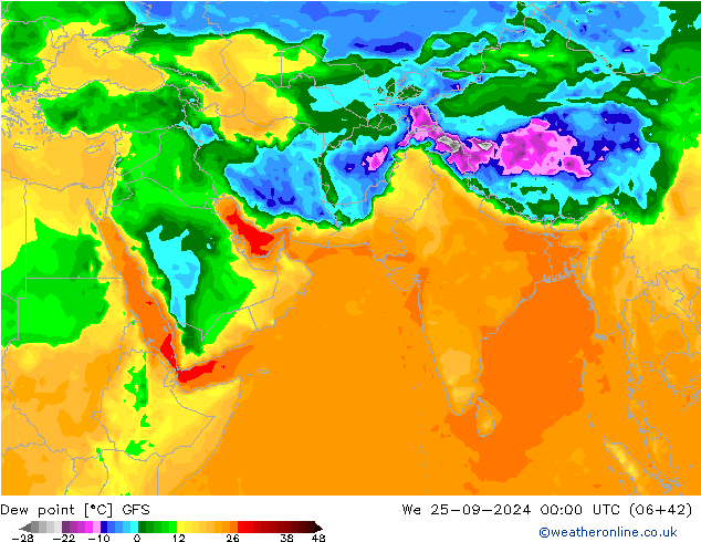 Dew point GFS We 25.09.2024 00 UTC