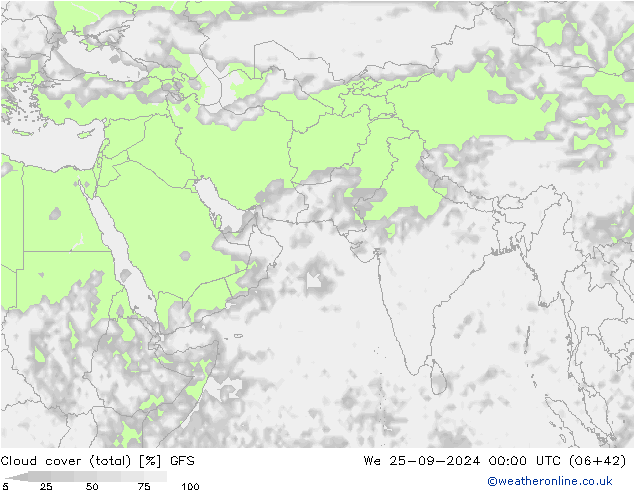 Bulutlar (toplam) GFS Çar 25.09.2024 00 UTC