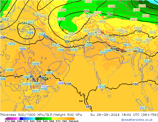 Thck 500-1000hPa GFS Su 29.09.2024 18 UTC