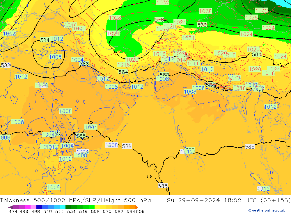 Thck 500-1000hPa GFS Ne 29.09.2024 18 UTC