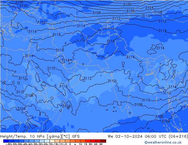 Height/Temp. 10 hPa GFS We 02.10.2024 06 UTC