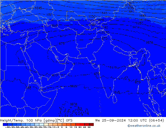 Yükseklik/Sıc. 100 hPa GFS Çar 25.09.2024 12 UTC