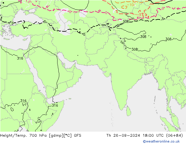 Height/Temp. 700 hPa GFS Th 26.09.2024 18 UTC